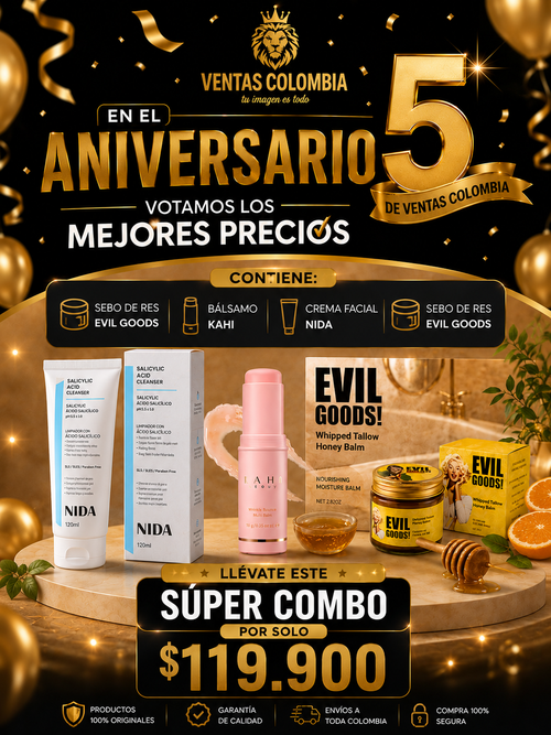 SUPER COMBO DE ANIVERSARIO CREMA NIDA , BALSAMO KAHI Y SEBO DE RES