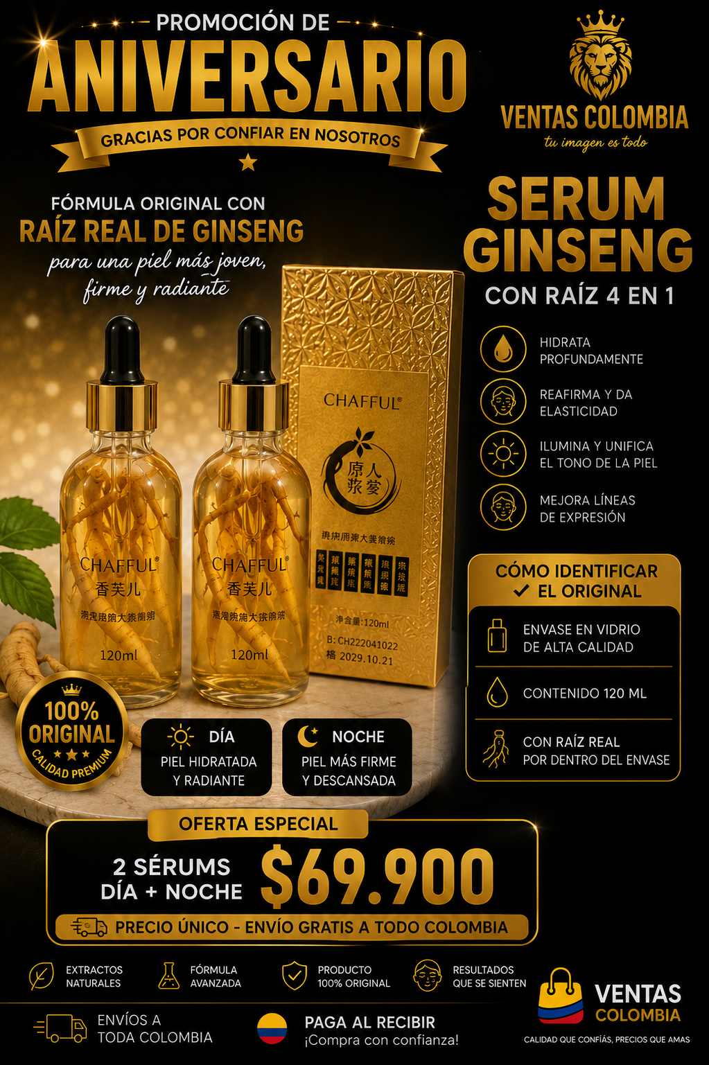 SERUM GINSENG DIA Y NOCHE CON RAIZ DE 120ML